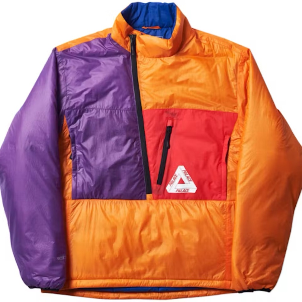 PALACE SS18 Pertex Puffer Jacket in Orange, Purple, and Red